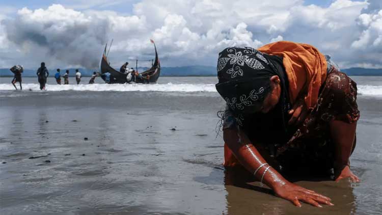 A Rohingya refugee after crossing the Bay of Bengal